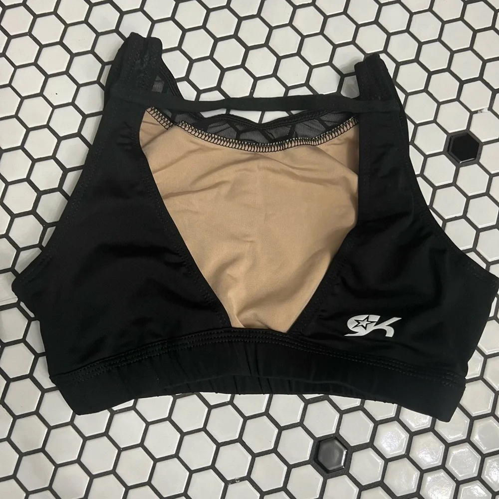 NWT gk all star cheer scoop neck cross bar crop top size AS